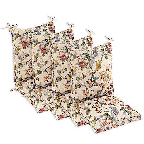 Makimoo outdoor dining chair cushions, comfort patio seat cushions, 110 x 52.5 x 11.5 cm, single frame and zipper (Khaki Blossom Essence, 4)