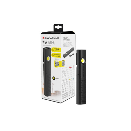Ledlenser W4R work flashlight LED workshop | automotive lamp 220 lumens | LED construction lamp with battery | 9 hours of light output | workshop lamp | lamp for work | rechargeable work light | 90 meter beam range