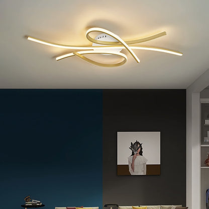 Bellastein LED Ceiling Light Dimmable Ceiling Lamp Modern Living Room Lamp Bedroom Lamp Ceiling with Remote Control Interior Design Ceiling Lighting for Living Room Kitchen Study Office (Gold, 100CM)