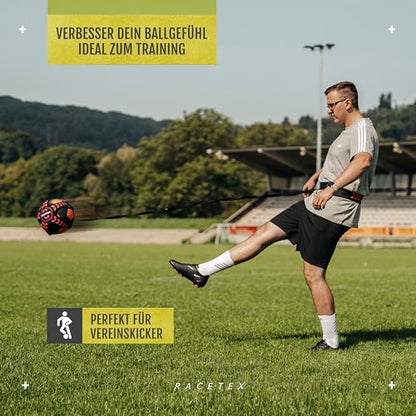 Racetex soccer trainer with cord [ADJUSTABLE LENGTH] - The perfect training tool for soccer players - Soccer trainer accessory for club players - Soccer training belt gift idea