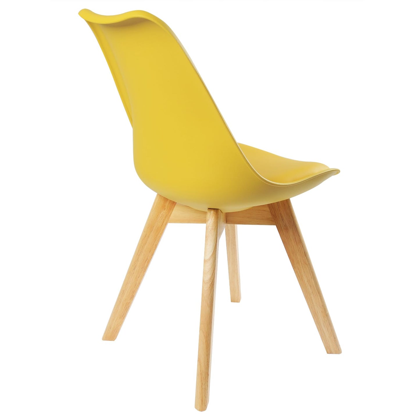 WOLTU Dining Chairs Set of 4, Scandinavian Kitchen Chairs, Retro Design, Seat Upholstered in Faux Leather, with Solid Wood Legs, up to 150 kg load capacity, Yellow