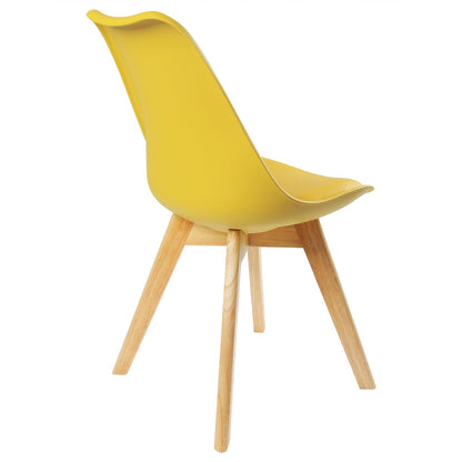 WOLTU Dining Chairs Set of 4, Scandinavian Kitchen Chairs, Retro Design, Seat Upholstered in Faux Leather, with Solid Wood Legs, up to 150 kg load capacity, Yellow