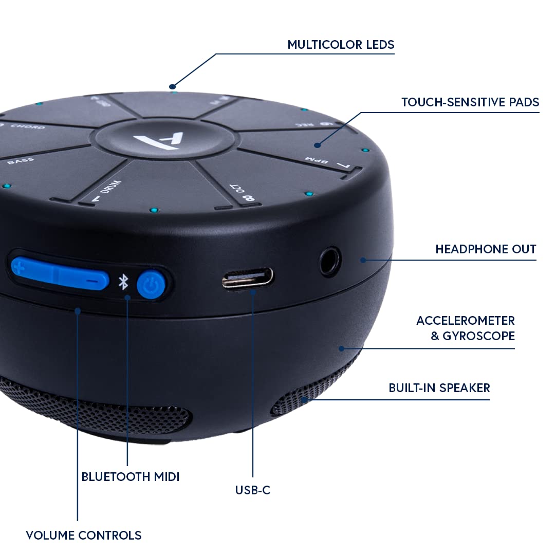 Artiphon Orba portable synthesizer looper MIDI controller for on-the-go, Black & Travel Case for the Orba synthesizer looper MIDI controller transport bag softshell, Black