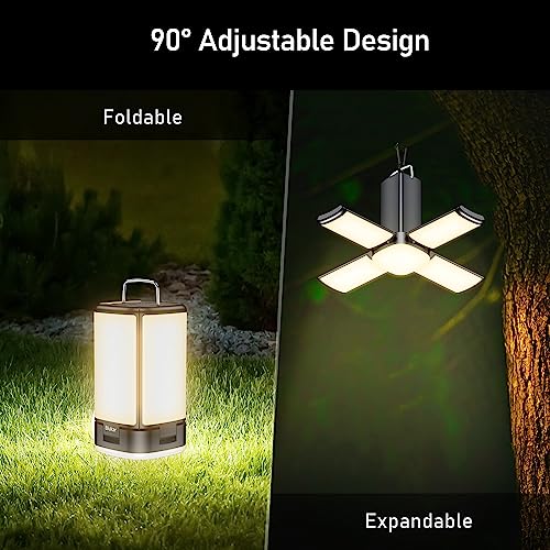 Blukar LED Camping Lantern, Super Bright 116 LEDs Camping Lantern with 7 Light Modes, USB C Rechargeable 10+ Hrs Operating Time, Multifunctional Emergency Light Tent Lamp for Camping, Hiking-Black