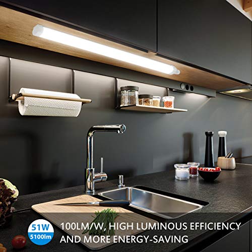 3 pieces 45W LED moisture-proof luminaire with motion sensor, 4950LM 150CM LED tube, IP65 waterproof cellar luminaire, ceiling lamp with motion sensor for office hallway stairs garage storage room, 4000K