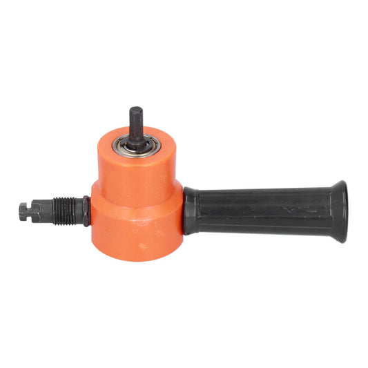 Kadimendium double head nibbler 360° adjustable versatile drill attachment metal cutter double head sheet nibbler for straight, curves, and circular cuts.