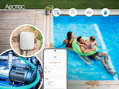 Aeotec Outdoor Heavy Duty Switch - IP44, 40A, Z-Wave, HomeAssistant, outdoor, pump control, ventilation control, E-bike charging, sprinklers, heater, infrared heating, moisture-resistant ventilator