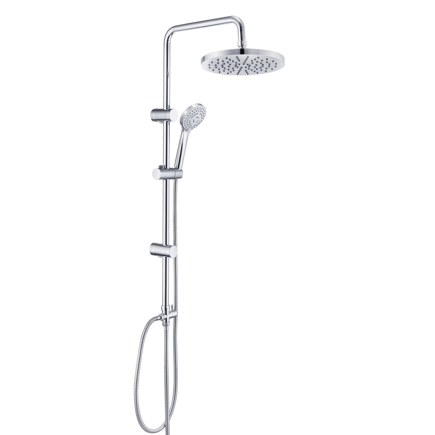 JOHO Rain Shower System without Shower Faucet, Stainless Steel Shower Set with ABS Rain Shower Head Chrome Round (N-YTD20)