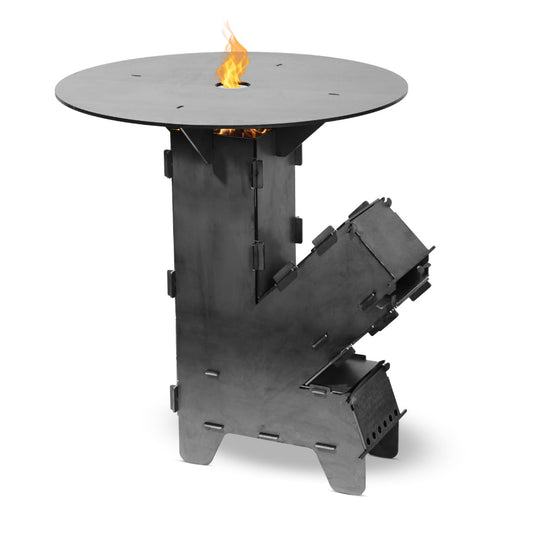 Czaja Rocket Stove with extra strong 5 mm grill plate - robust rocket stove made of 3 mm steel | Wood stove & camping stove | BBQ rocket for camping & outdoor | Made in Germany