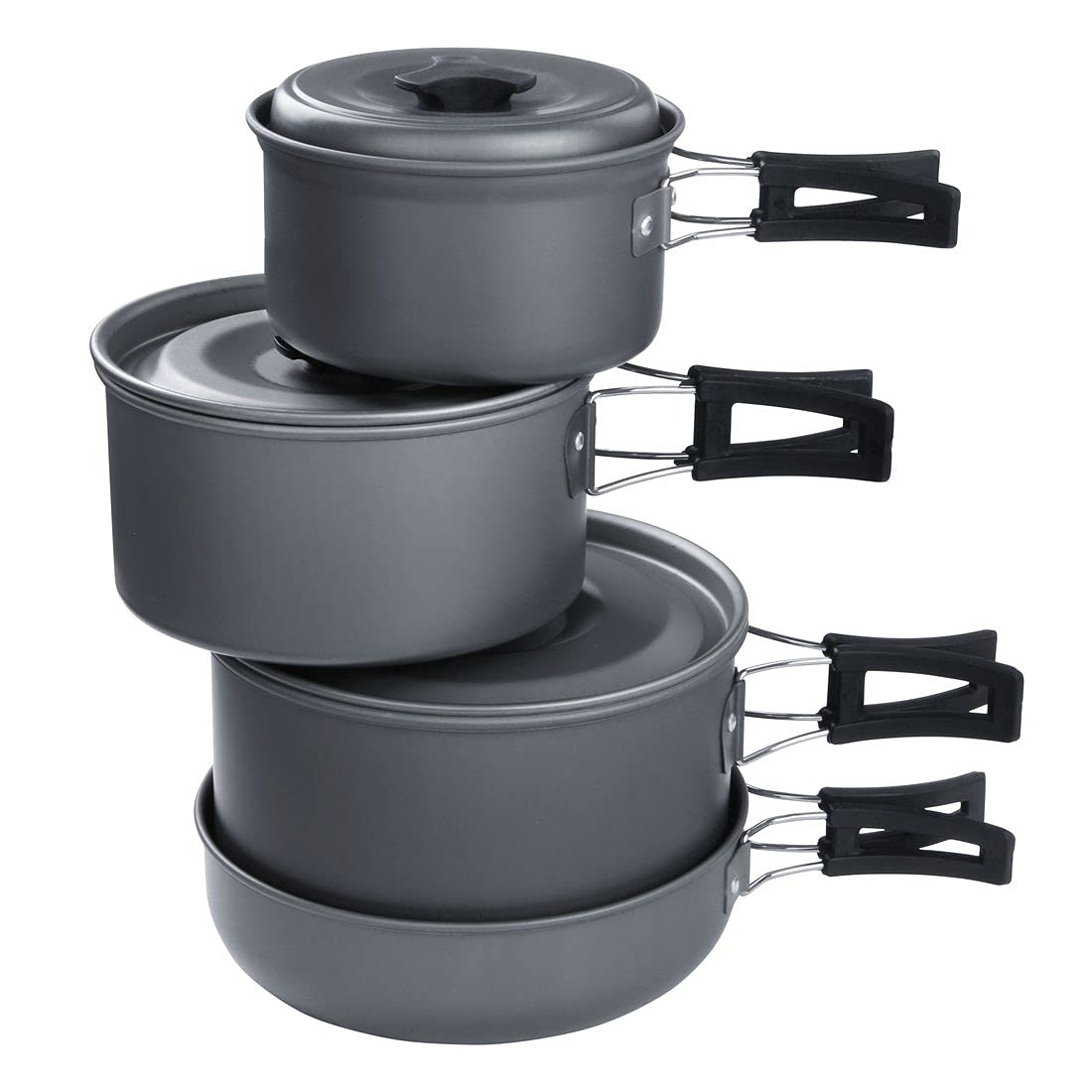 yourGEAR Ranger V - 7-piece camping cookware set for 4-5 people - Durable, non-stick aluminum - Pot and pan set in mesh bag for camping and outdoor use