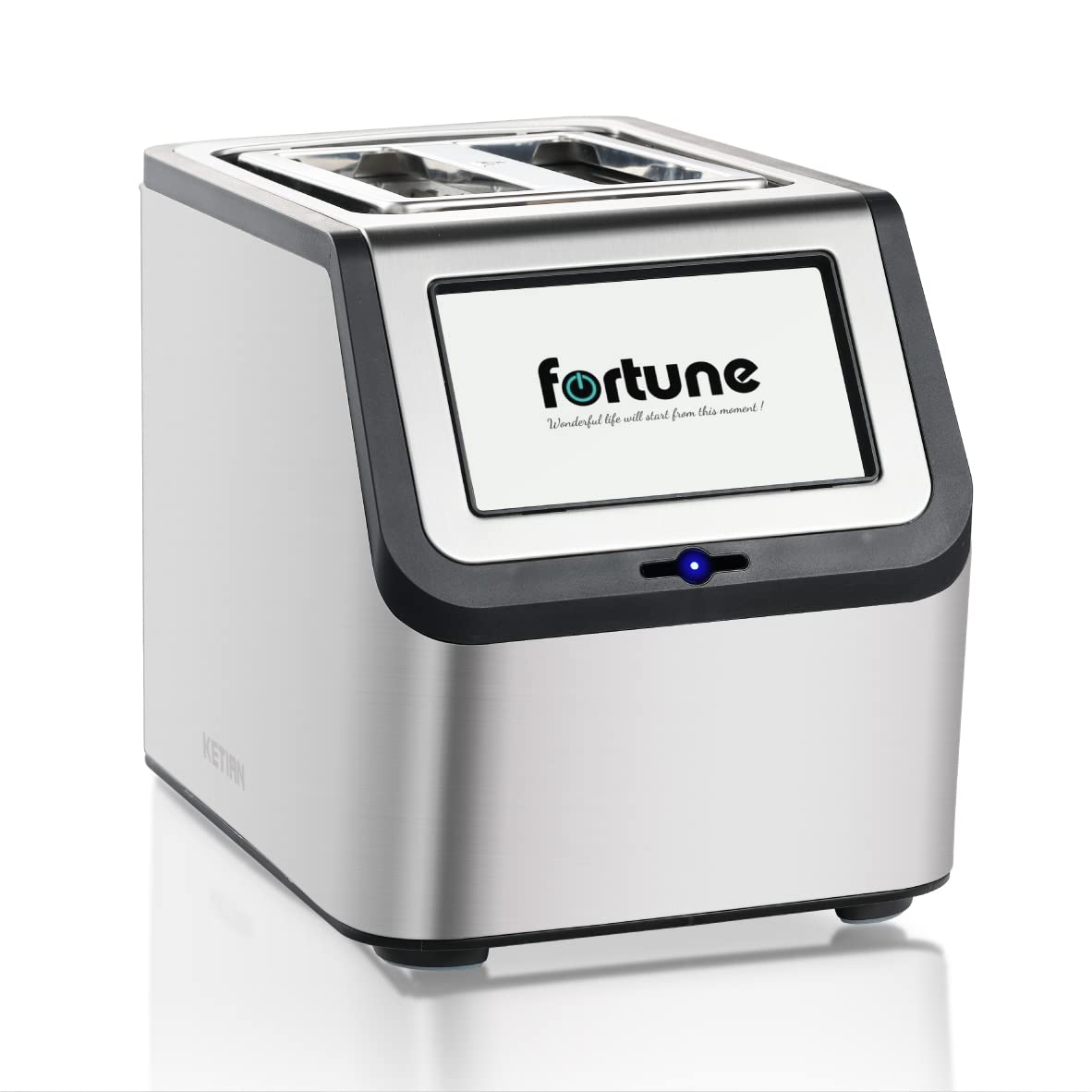 Smart toaster with touchscreen, KETIAN 2-slice toaster, auto shut-off, auto lift & bread centering, stainless steel, 1400W