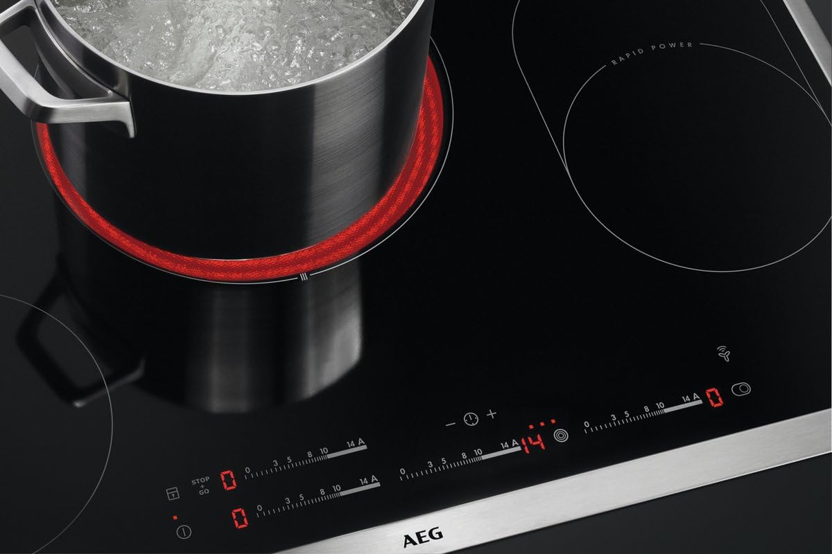 AEG HK854870XB cooktop electric/glass ceramic/ceramic / 76.6 cm/Rapid Power cooking zones/stainless steel