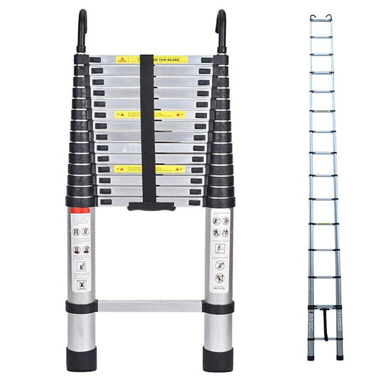 5m telescopic ladder with roof hook kit aluminum, portable, multifunctional, foldable, durable, multipurpose aluminum telescopic ladder, extendable