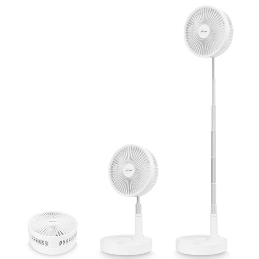 AICase Battery Operated Table and Stand Fan with Remote Control, Quiet 4-Speed Portable Fan, Adjustable Height Foldable; Ø 19.7 cm 7200mAh Rechargeable, includes USB-C Charging Cable.