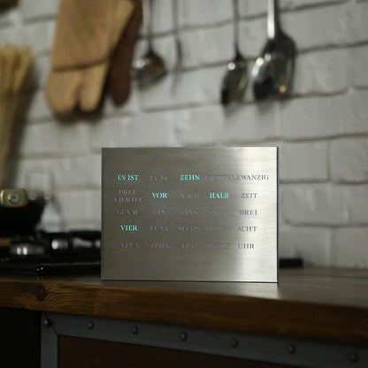 build-your-own BoxClock Stainless Steel - The word clock for your desk - LED desk clock - Elegant office clock made of brushed stainless steel
