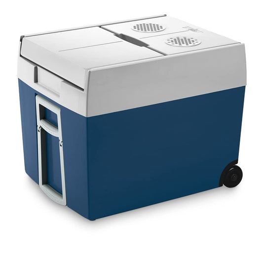 Mobicool MT48W AC/DC - electric cooler with wheels suitable for a complete crate of drinks/beer, 48 liters, 12V and 230V for car, truck, boat, camper, and socket.