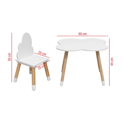 Rebecca Mobili Children's Table and Chairs Set, Chairs and Table for Kids' Room Furniture Light Brown White, MDF, Nordic Style - Size: 44 x 60 x 60 cm / 50 x 25 x 25 cm - Art. RE6733