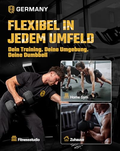 HQ Germany® Hexagon Dumbbells 22.5kg 2 pieces | Odorless, ±1.5% weight tolerance | 22.5kg dumbbell, 22.5kg dumbbell set, short dumbbell, 22.5kg dumbbell set, hexagon dumbbell set