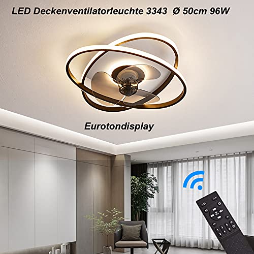 Ceiling fan with LED lighting Ceiling lamp Fan 3343 black Ø 50cm 96W with remote control Light color/brightness adjustable dimmable LED ceiling light fan light ceiling