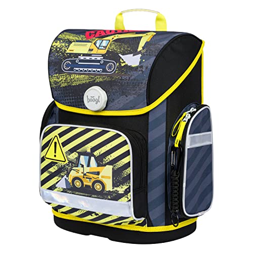 Boys school backpack set 3 piece, Ergo school bag for 1st grade, Ergonomic elementary school backpack with chest strap (Digger)