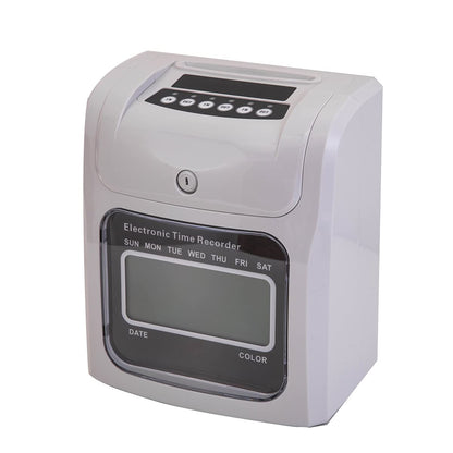 CDZHLTG Electronic time clock stamp clock time recording 960SB incl. 50 time clock stamp cards, 2 security keys, 1 power supply with LED display for office, factory, school