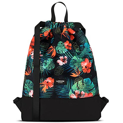 LARKSON Gym Bag Women & Men Flower Pattern - No. 7 - Backpack for Women for Sports and Festivals - Small Backpack with Inner Pocket - Outer Pocket for Quick Access