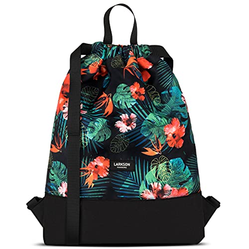 LARKSON Gym Bag Women & Men Flower Pattern - No. 7 - Backpack for Women for Sports and Festivals - Small Backpack with Inner Pocket - Outer Pocket for Quick Access