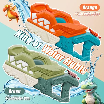 weirtoya 2 Piece Dinosaur Water Gun Kids 580ml Water Squirt Gun 7-10M Powered Water Gun Toy for Girls Boys Ice Cubes Suitable