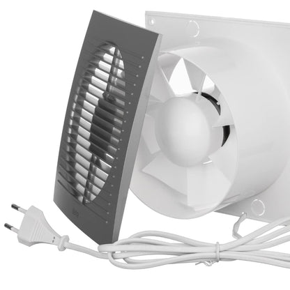 EUROPLAST Ø 150mm wall fan ventilator exhaust cable switch fan kitchen bathroom with plug, color - silver.