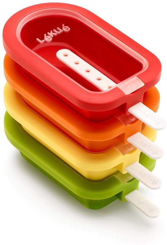 Lékué Classic Ice Molds, stackable, 16.5 cm, 4 pieces, assorted colors, Silicone, Red/Yellow