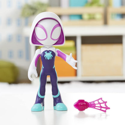 Marvel Spidey and His Super Friends 22.5cm Super Size Ghost-Spider Action Figure with Movable Head & Arms, Web Accessories - Preschool Toy for Kids 3 Years and Up - Featured on Disney+
