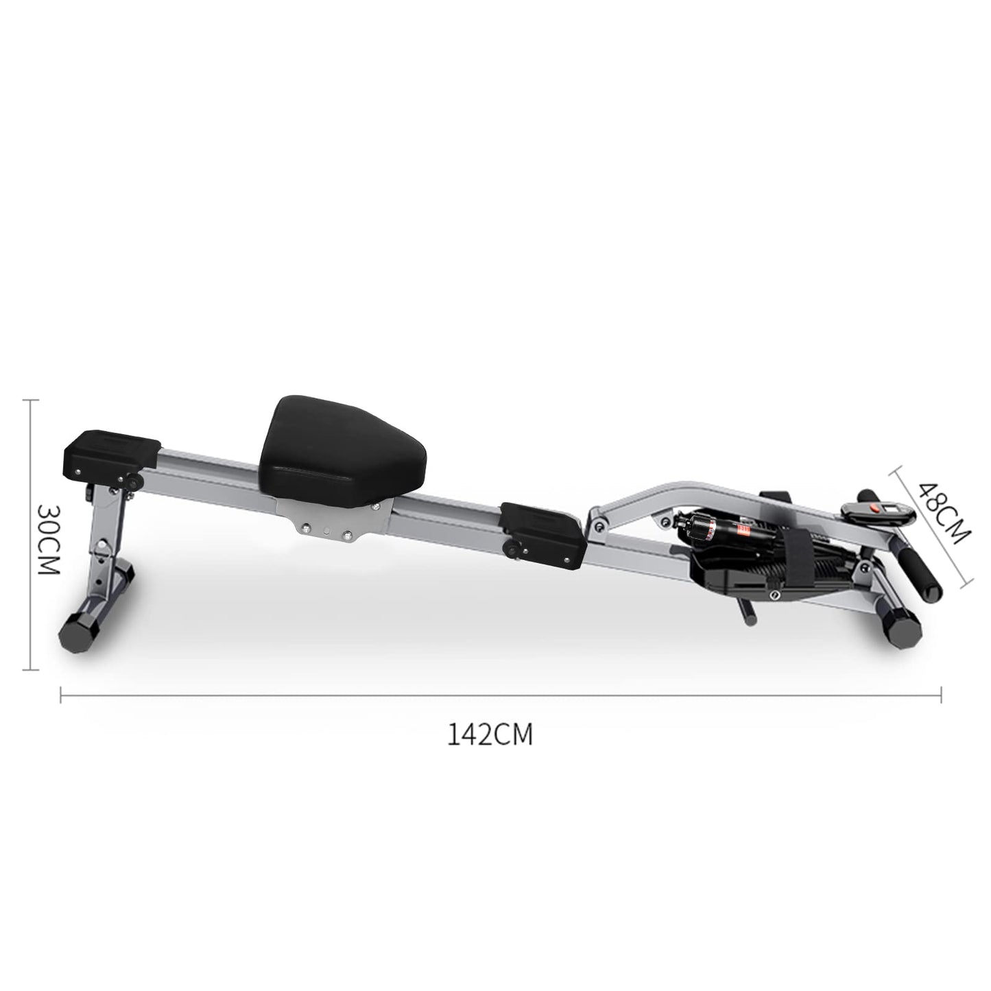 Folding rowing machine with 12 levels of resistance adjustment, Adjustable home rowing machine for at home, Max load 120kg, Rowing machine with LCD monitor for fitness.