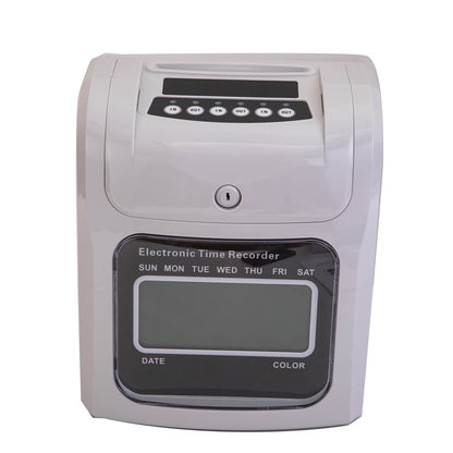 CDZHLTG Electronic time clock stamp clock time recording 960SB incl. 50 time clock stamp cards, 2 security keys, 1 power supply with LED display for office, factory, school