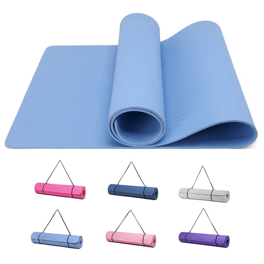 Good Night Gymnastics Mat Yoga Mat Fitness Mat Non-slip Exercise Mat Sports Mat Pilates Mat Floor Mat With Carrying Strap 183 x 61 x 0.6 cm (Blue)