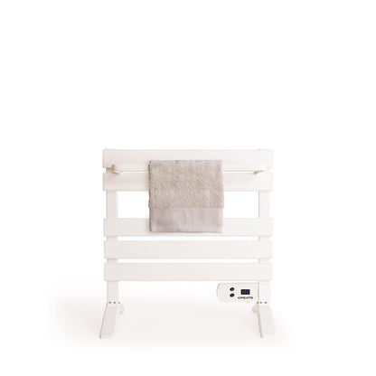 CREATE / WARM Towel Mini 150W / Electric Bathroom Heater White with Stand Feet and Shelf / 22.9x16.1x22 inches / Quiet, low consumption, LCD display, 150W