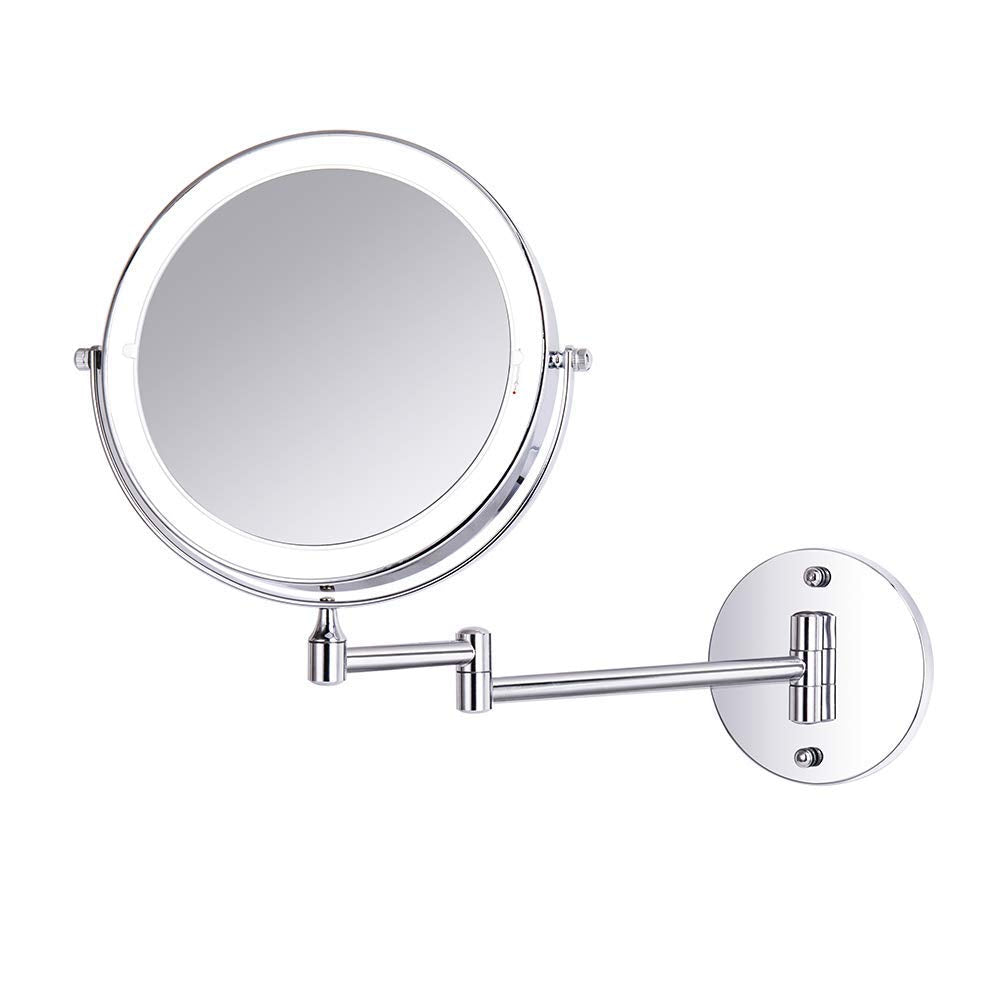 Loywe Illuminated Makeup Mirror 10x with LED Lighting Wall Mount Touchscreen for Bathroom, Beauty Studio, Spa, and Hotel EU Plug, LW70