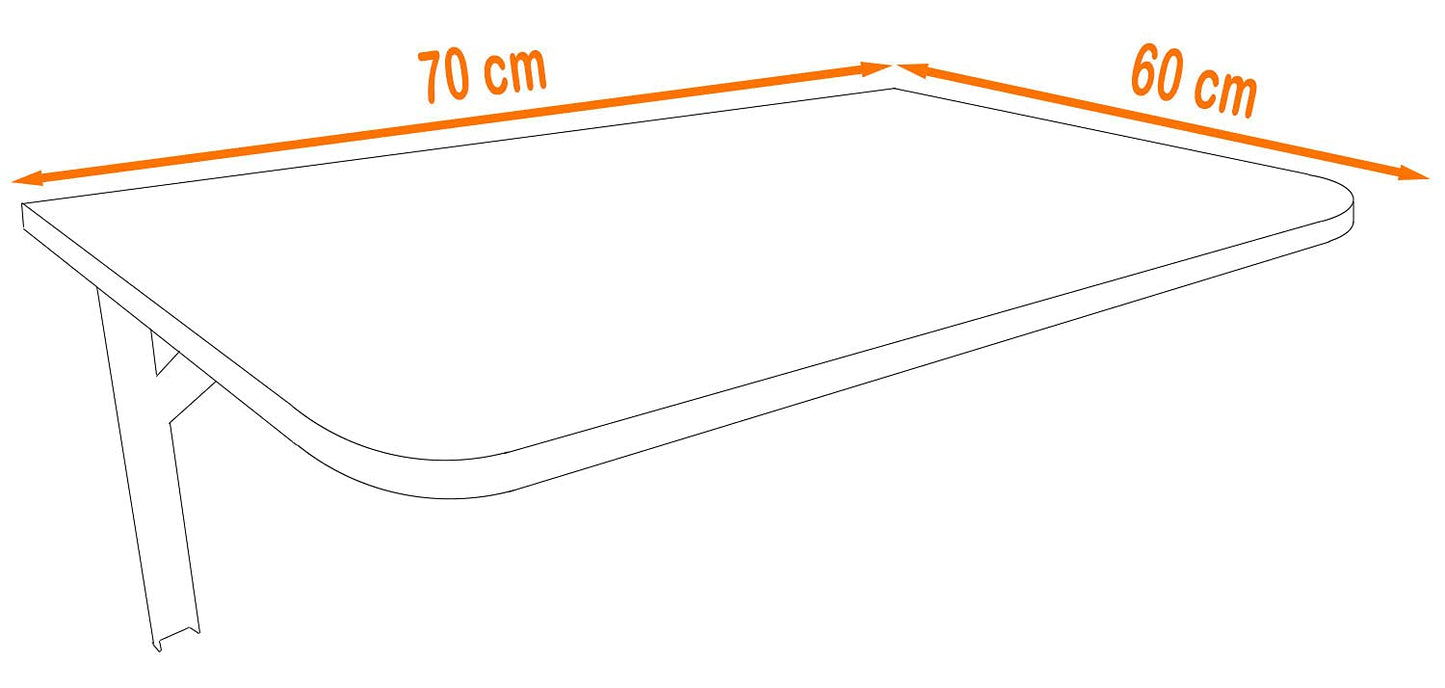 AKKE wall folding table with rounded edges. Folding table, dining table, wall table, kitchen table, desk, children's desk, bar table, computer table, foldable. | Universal table