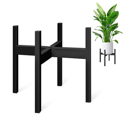 ZMTECH flower stand 20 cm diameter, black metal plant stand, 8 inch plant shelf tall for indoor outdoor room corner, living room