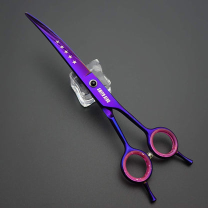 7.0 Inch Professional Dog Grooming Scissors Set Straight & Thinning & Curved & Chunker & Comb 5 Pieces in 1 Set for Left-handed & Right-handed.