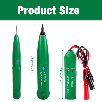 Wire break locator for robotic lawn mower, cable tracker, cable finder, cable tester, wire tracer, circuit tester, telephone line tracker for network maintenance, continuity test circuit traversal.