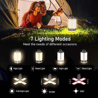Blukar LED Camping Lantern, Super Bright 116 LEDs Camping Lantern with 7 Light Modes, USB C Rechargeable 10+ Hrs Operating Time, Multifunctional Emergency Light Tent Lamp for Camping, Hiking-Black