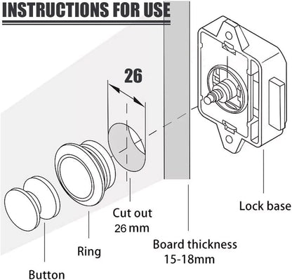 Opaltool 10pcs Push Button Catch Door Lock Fits 15-18mm Thick RV Boat Van Yacht Cabinet Door Cabinet