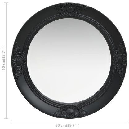 vidaXL Baroque-style antique wall mirror with mounting hooks decorative mirror bathroom mirror hallway mirror coat rack round 50cm black