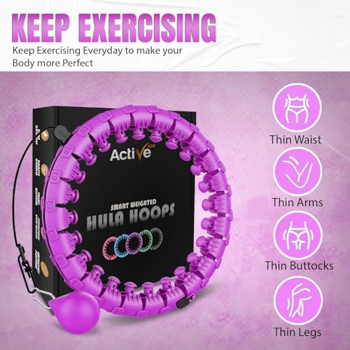 K-MART Smart Hula Ring Hoops, weighted Hula Circle 24, Detachable Fitness Ring with 360-degree Auto-Spinning Ball, Gymnastics, Massage, Fitness for adults for weight loss.