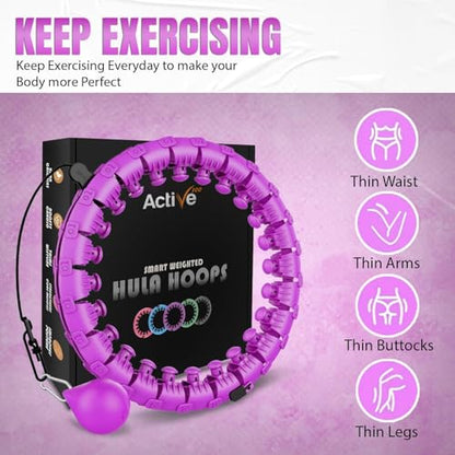 K-MART Smart Hula Ring Hoops, weighted Hula Circle 24, Detachable Fitness Ring with 360-degree Auto-Spinning Ball, Gymnastics, Massage, Fitness for adults for weight loss.