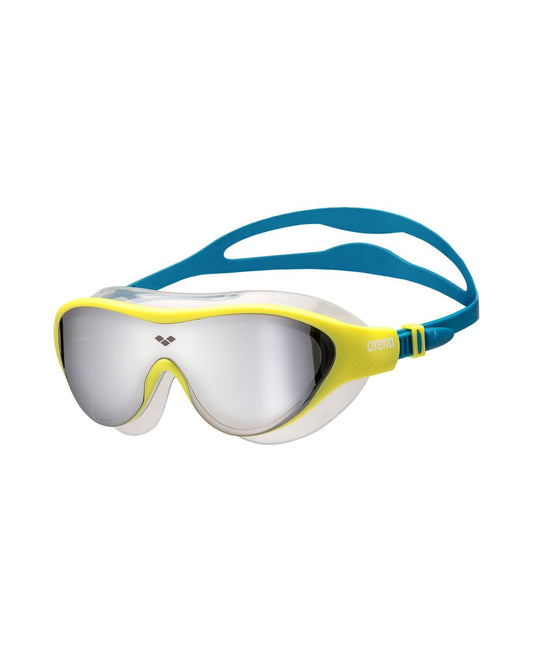 ARENA Kids Swimming Goggles "The One Mirror" for ages 6-12, large fit, polycarbonate lens, silver/soft green/blue, Cosmo