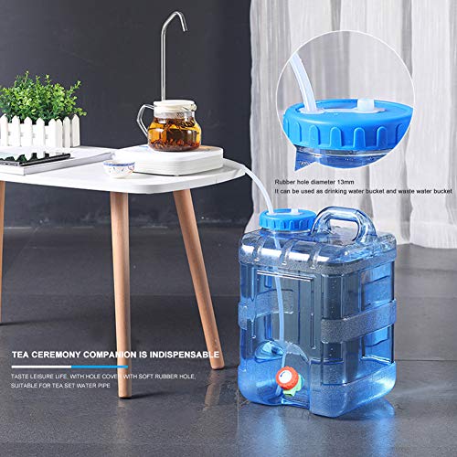 RUYI 10L water canister with tap and screw cap, camping water container BPA-free drinking water container, portable water tank with handle for RV picnic hiking, transparent blue