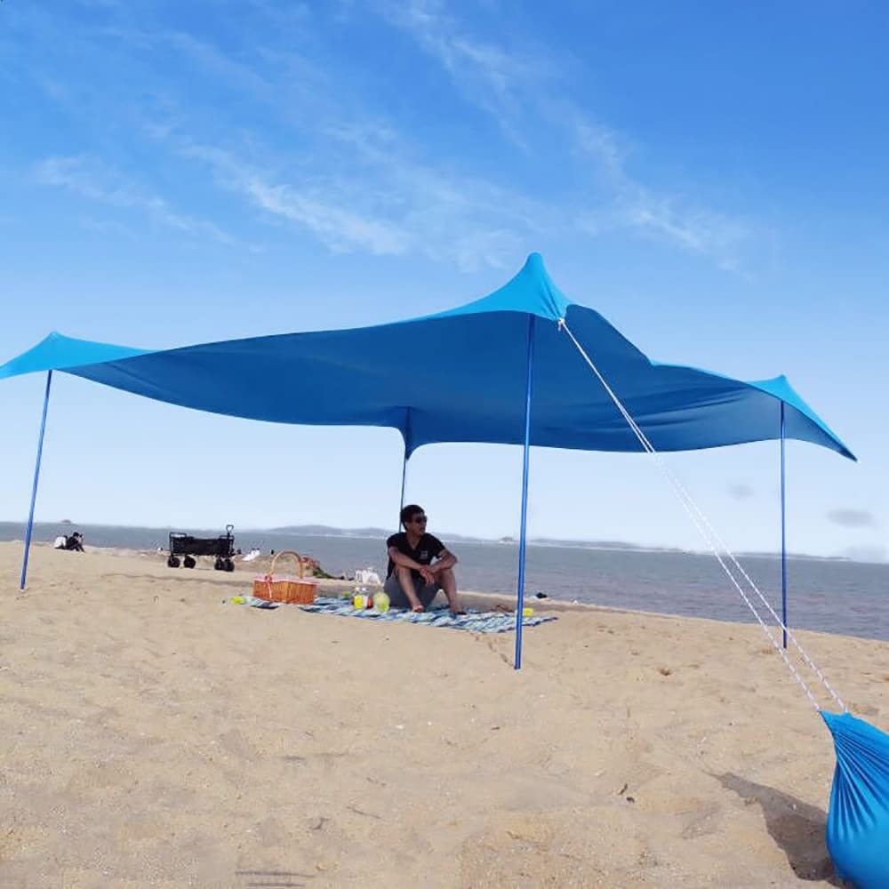 2x2m sun protection Beach Windproof Stable Beach Tent UV Protection 4-8 people sunshade beach with poles beach shelter Quick Up sun tent Sun tent Garden