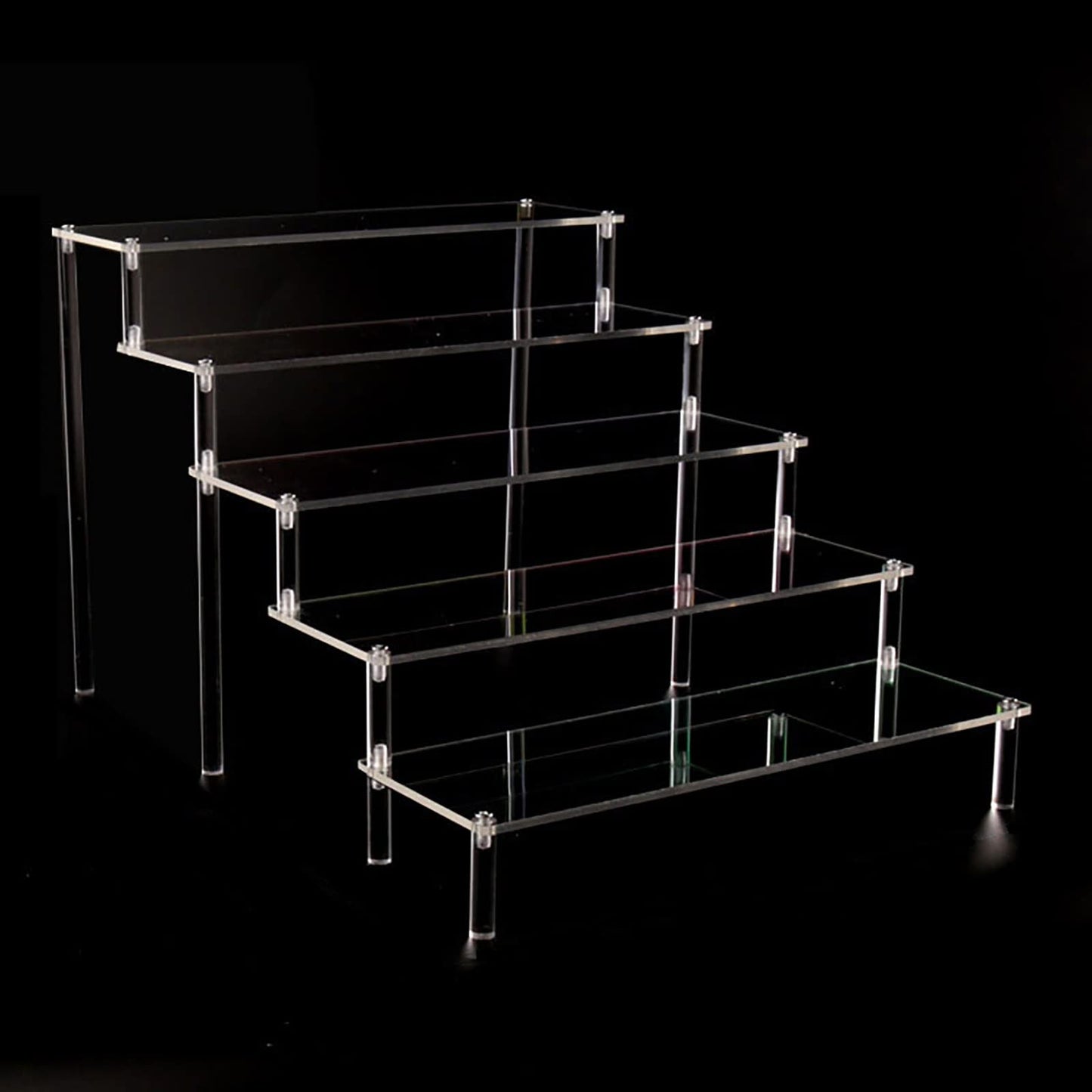 ELEpure 5-tier acrylic display stand, transparent acrylic riser shelf, organizer collection decoration for Funko Pop figures, perfume, cupcakes, nail polish, dolls, cosmetics, 30x34.5x25cm.