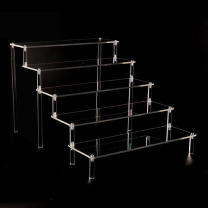 ELEpure 5-tier acrylic display stand, transparent acrylic riser shelf, organizer collection decoration for Funko Pop figures, perfume, cupcakes, nail polish, dolls, cosmetics, 30x34.5x25cm.